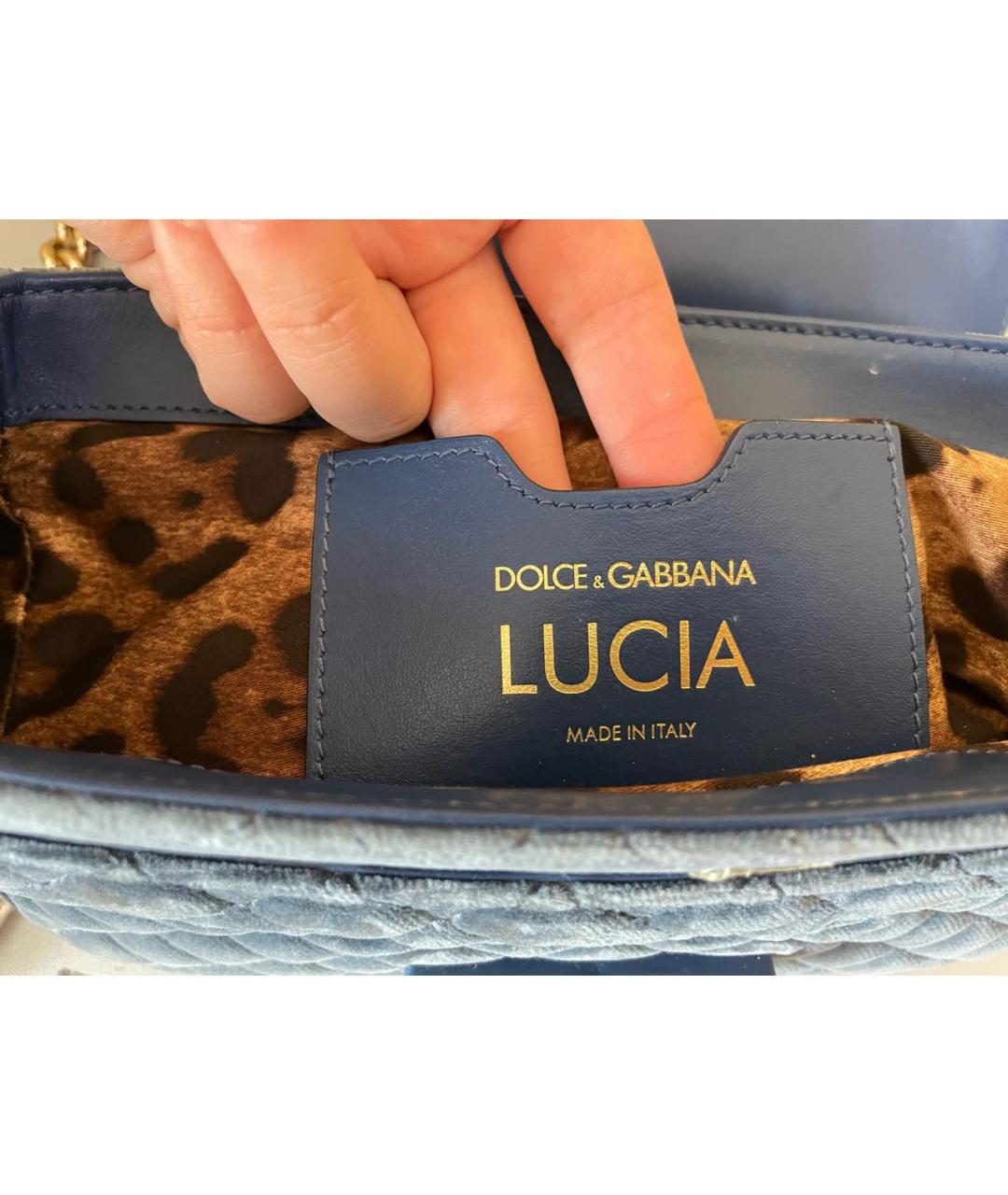 DOLCE&GABBANA Синяя бархатная сумка с короткими ручками, фото 3