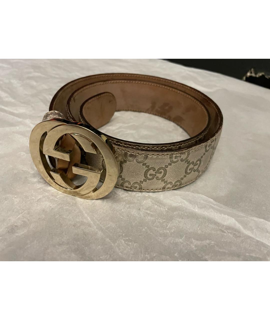 GUCCI Золотой кожаный ремень, фото 6