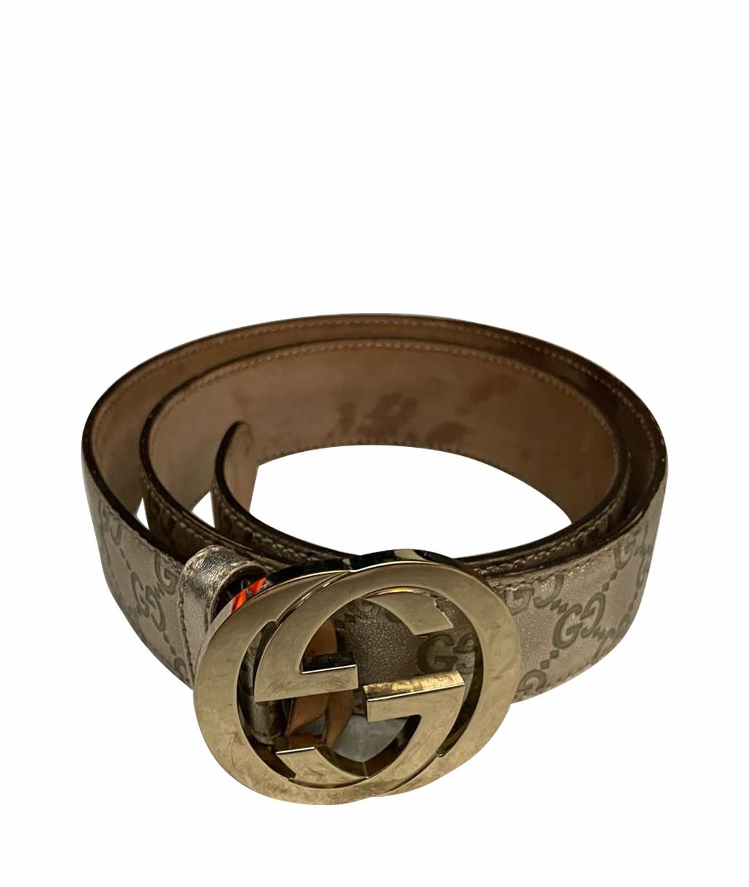 GUCCI Золотой кожаный ремень, фото 1