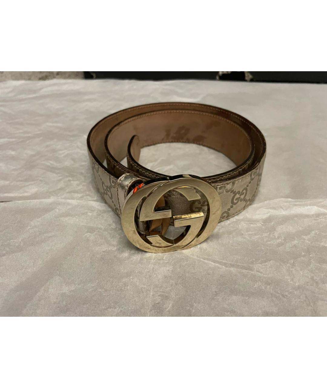 GUCCI Золотой кожаный ремень, фото 9