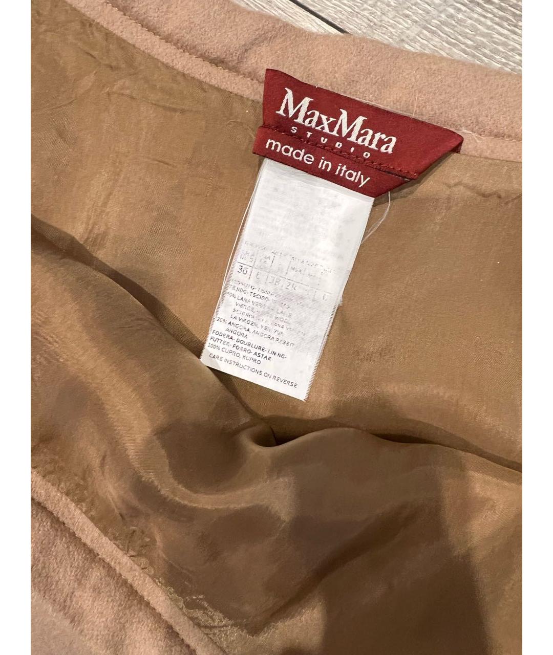 MAX MARA STUDIO Бежевая кашемировая юбка миди, фото 3