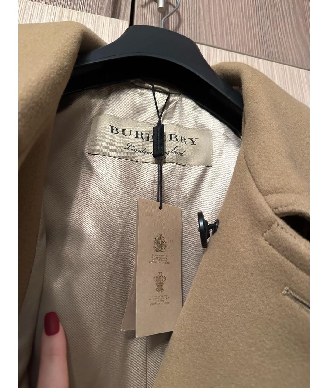 BURBERRY Бежевое шерстяное пальто, фото 4