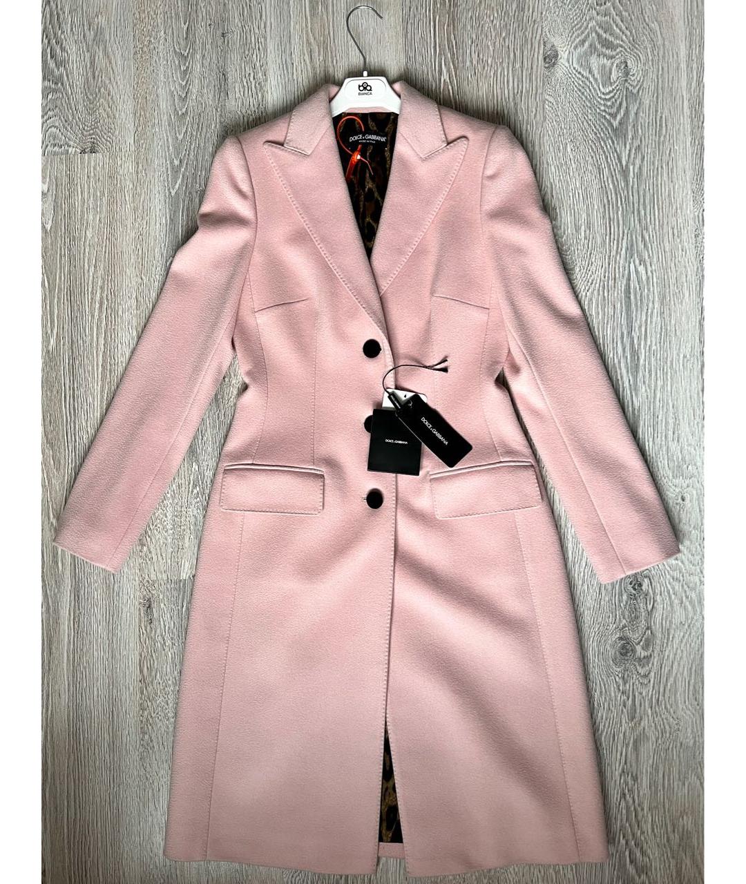 DOLCE&GABBANA Розовое шерстяное пальто, фото 4