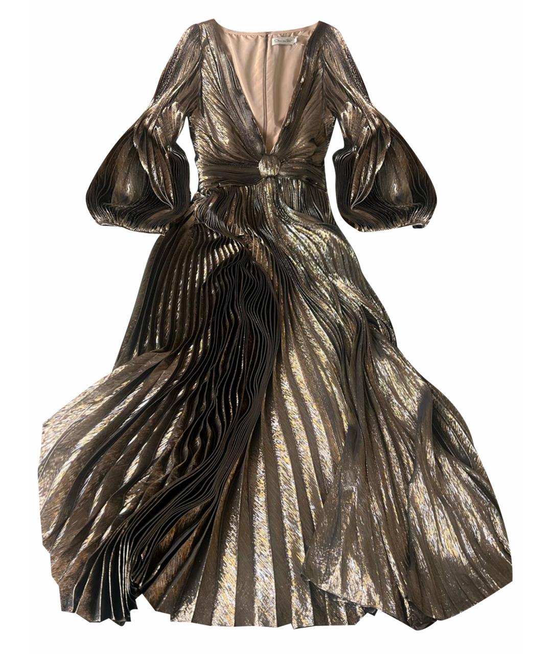 OSCAR DE LA RENTA Золотое шелковое вечернее платье, фото 1