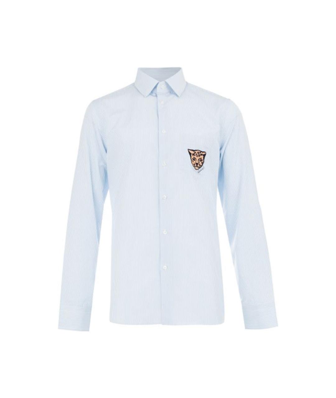 GUCCI Голубая хлопковая классическая рубашка, фото 1