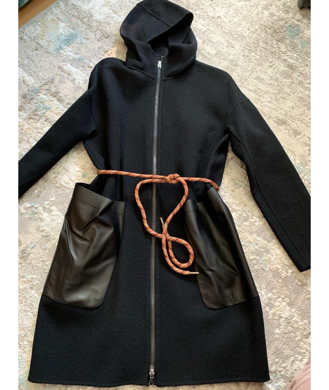 SPORTMAX Черное шерстяное пальто, фото 6