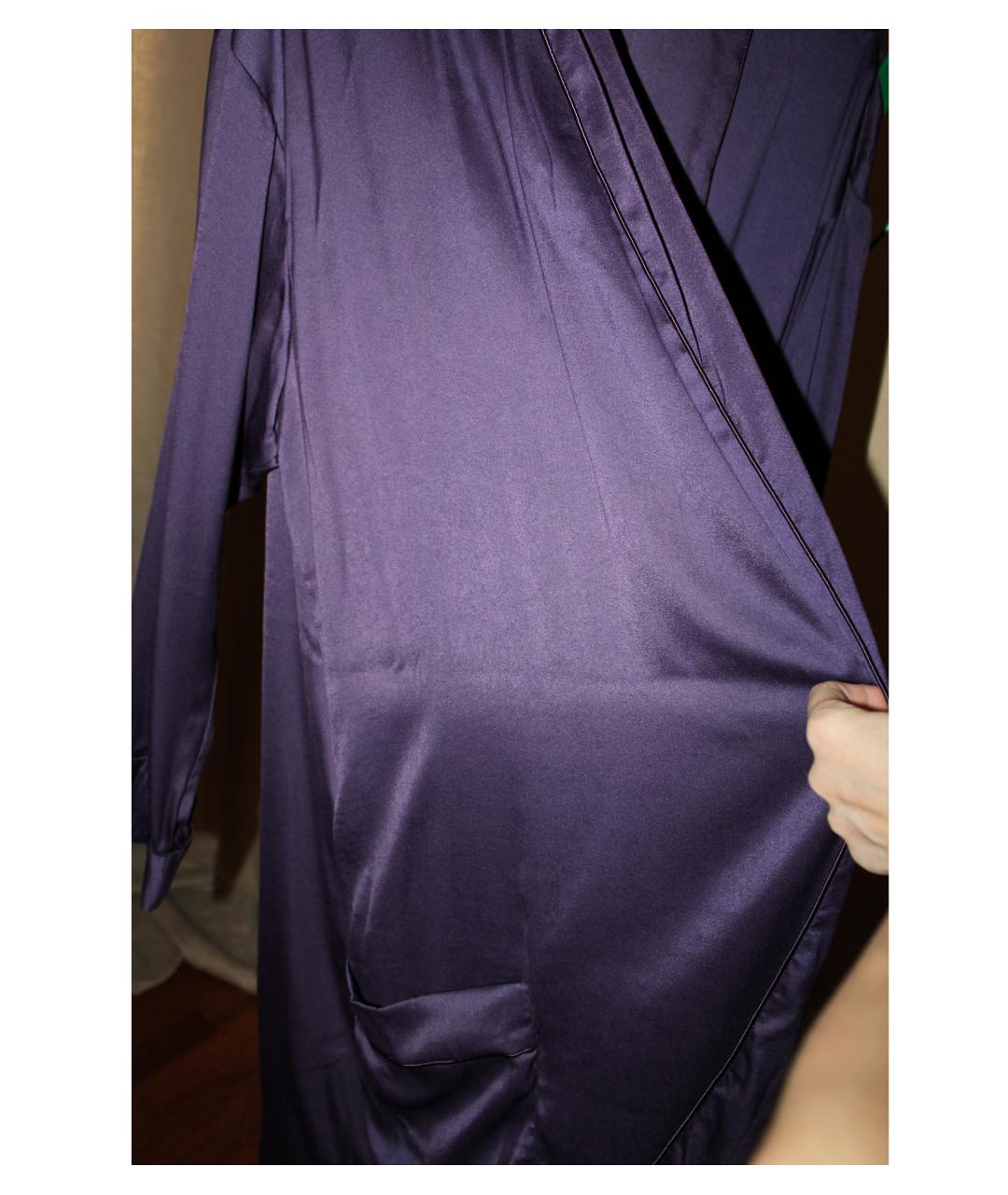 HAIDER ACKERMANN Фиолетовый шелковый тренч/плащ, фото 4