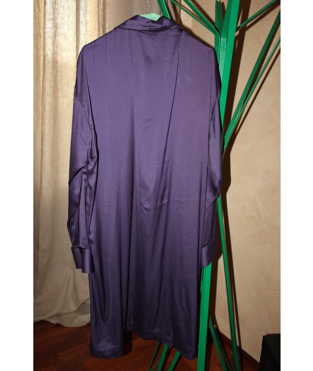 HAIDER ACKERMANN Фиолетовый шелковый тренч/плащ, фото 2