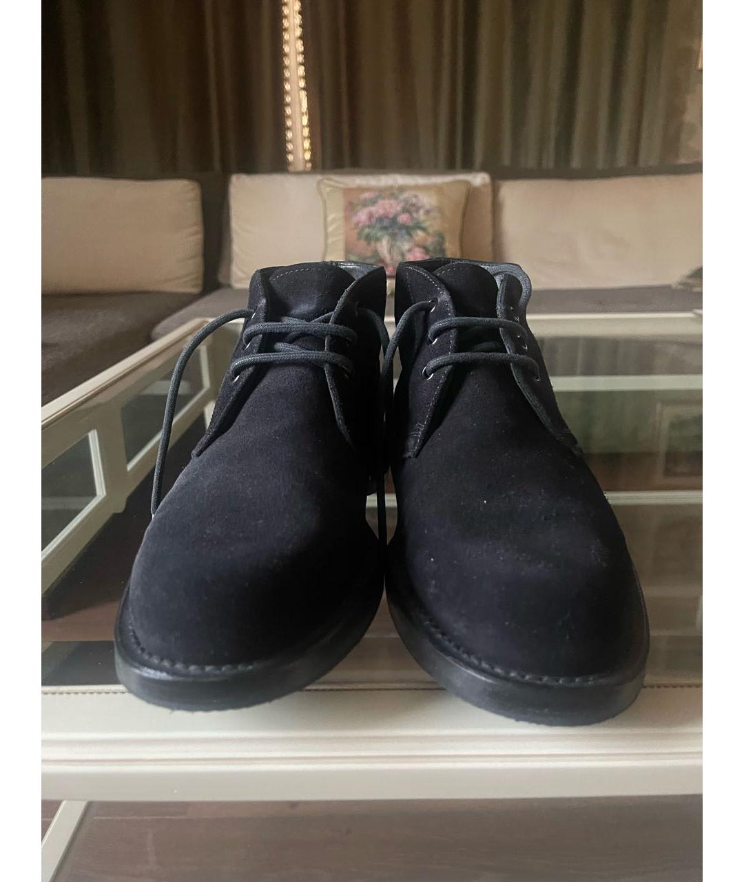 SAINT LAURENT Черные замшевые высокие ботинки, фото 2