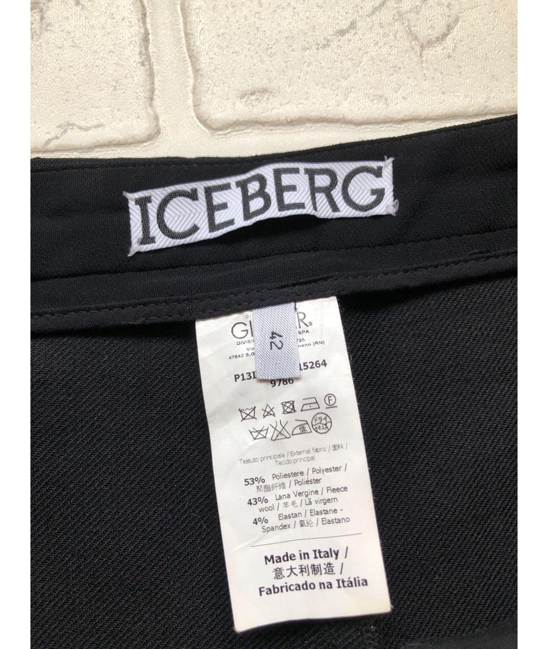 ICEBERG Черные шерстяные прямые брюки, фото 5