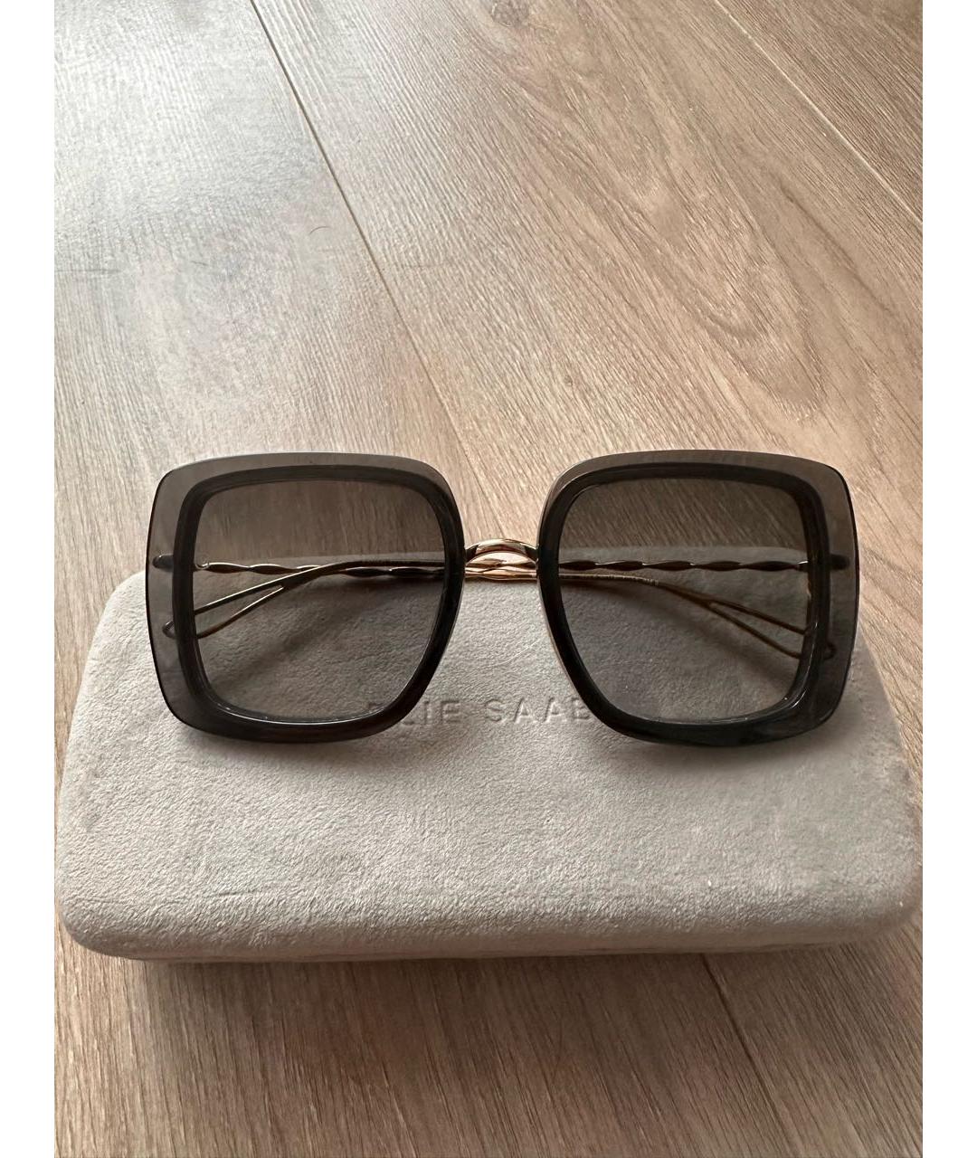 ELIE SAAB Черные металлические солнцезащитные очки, фото 5