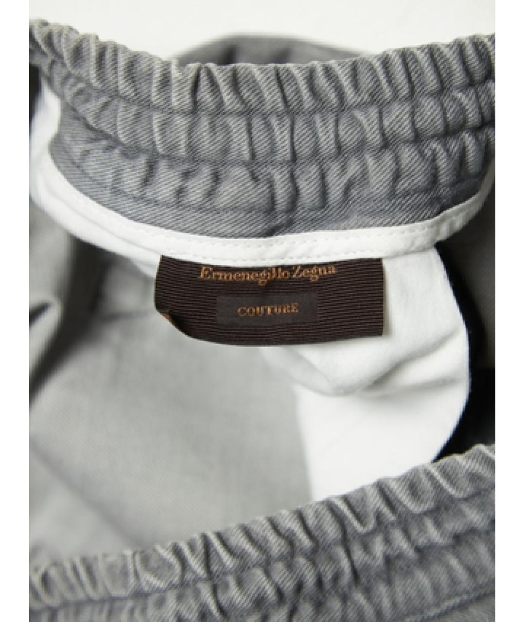 ZEGNA Серые хлопковые повседневные брюки, фото 4