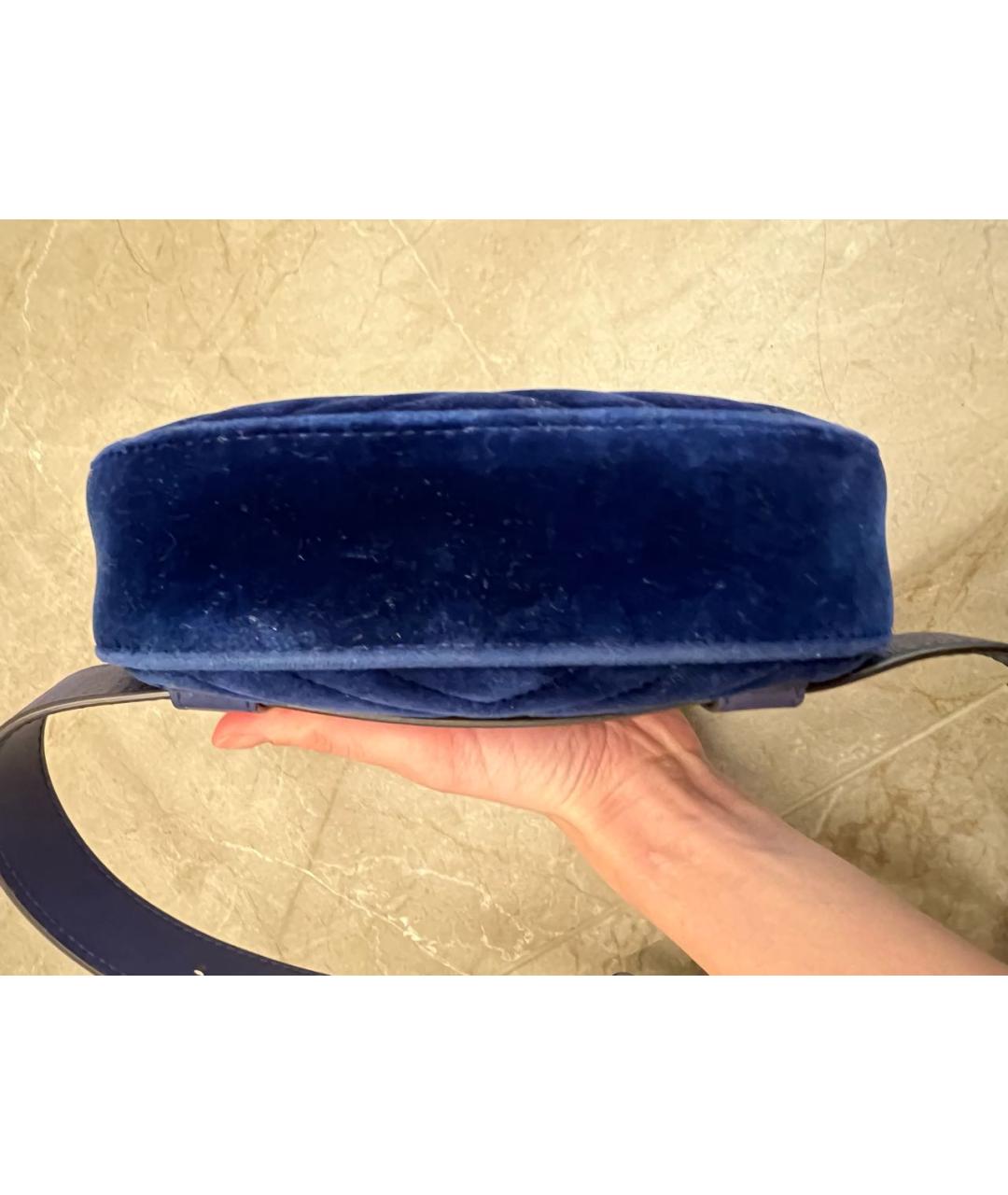 GUCCI Синяя бархатная поясная сумка, фото 4
