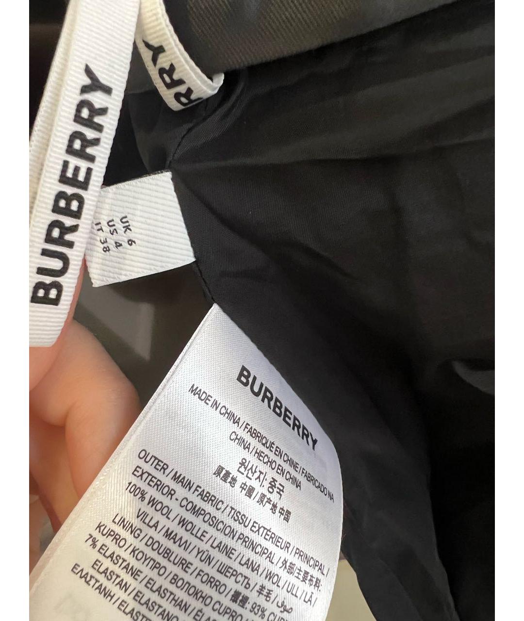 BURBERRY Черные шерстяные прямые брюки, фото 3