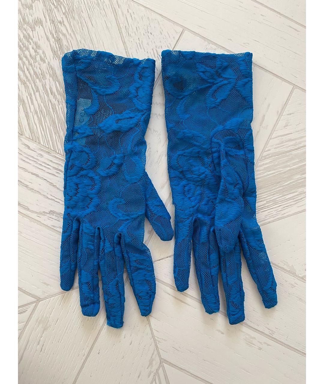 GUCCI Синие синтетические перчатки, фото 5