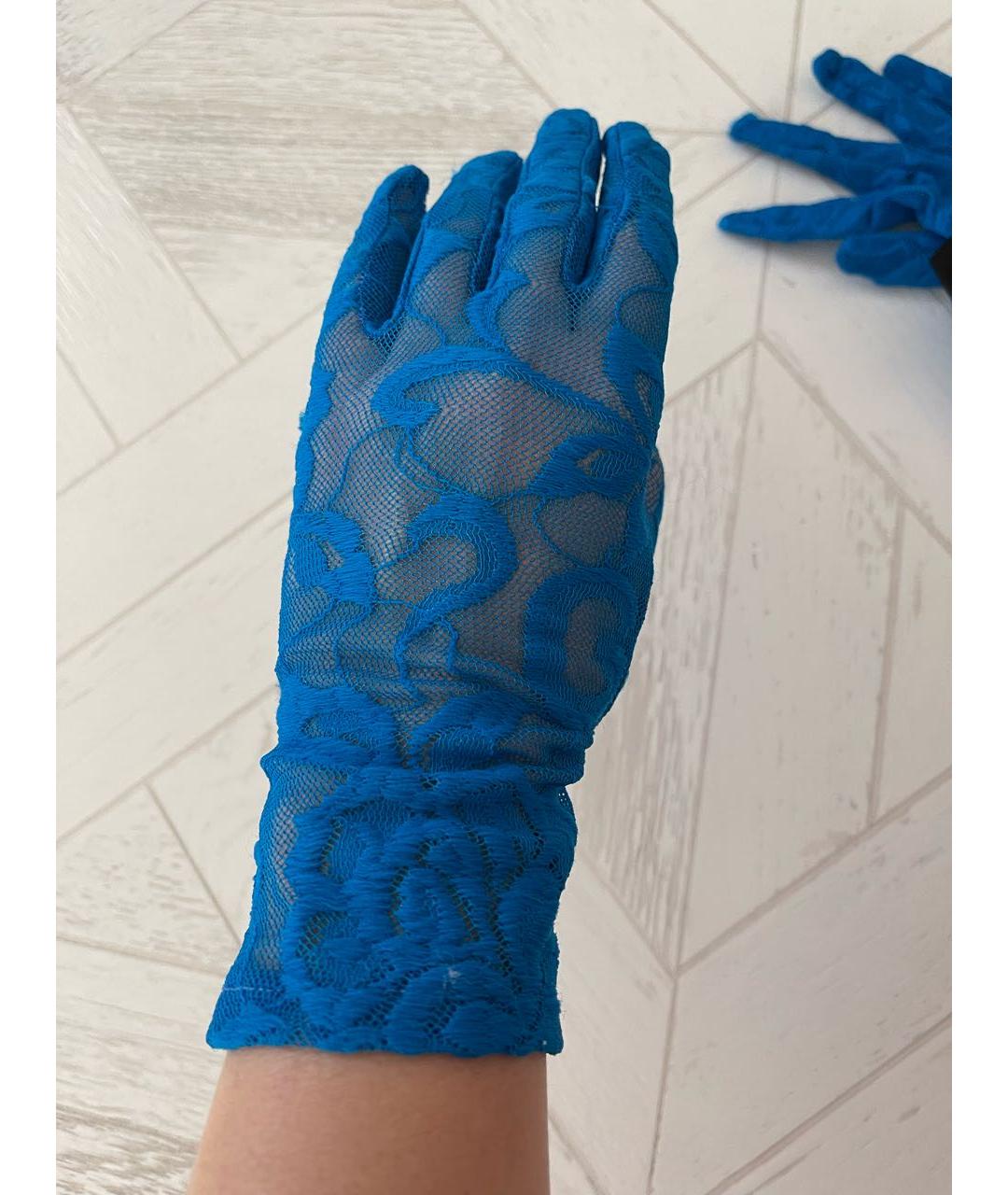 GUCCI Синие синтетические перчатки, фото 2