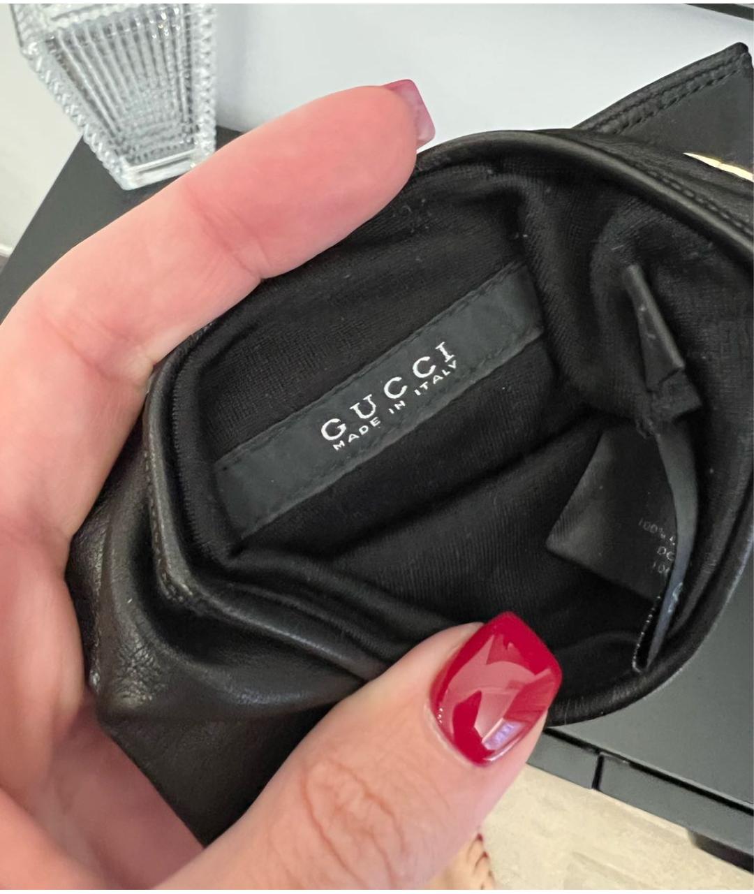 GUCCI Черные кожаные перчатки, фото 2