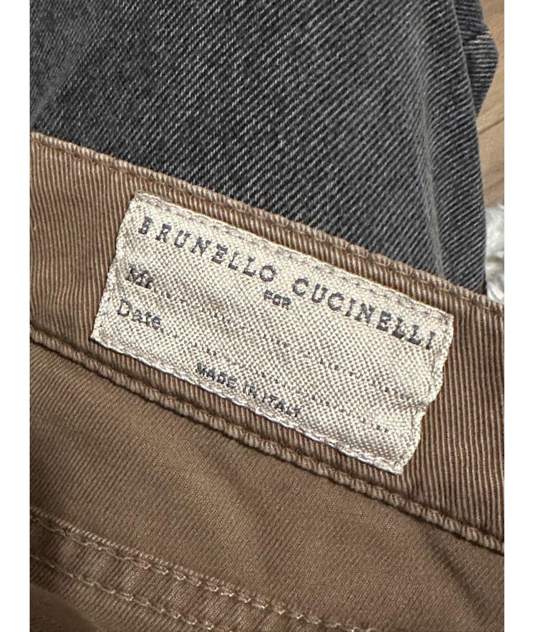 BRUNELLO CUCINELLI Коричневые хлопковые повседневные брюки, фото 3