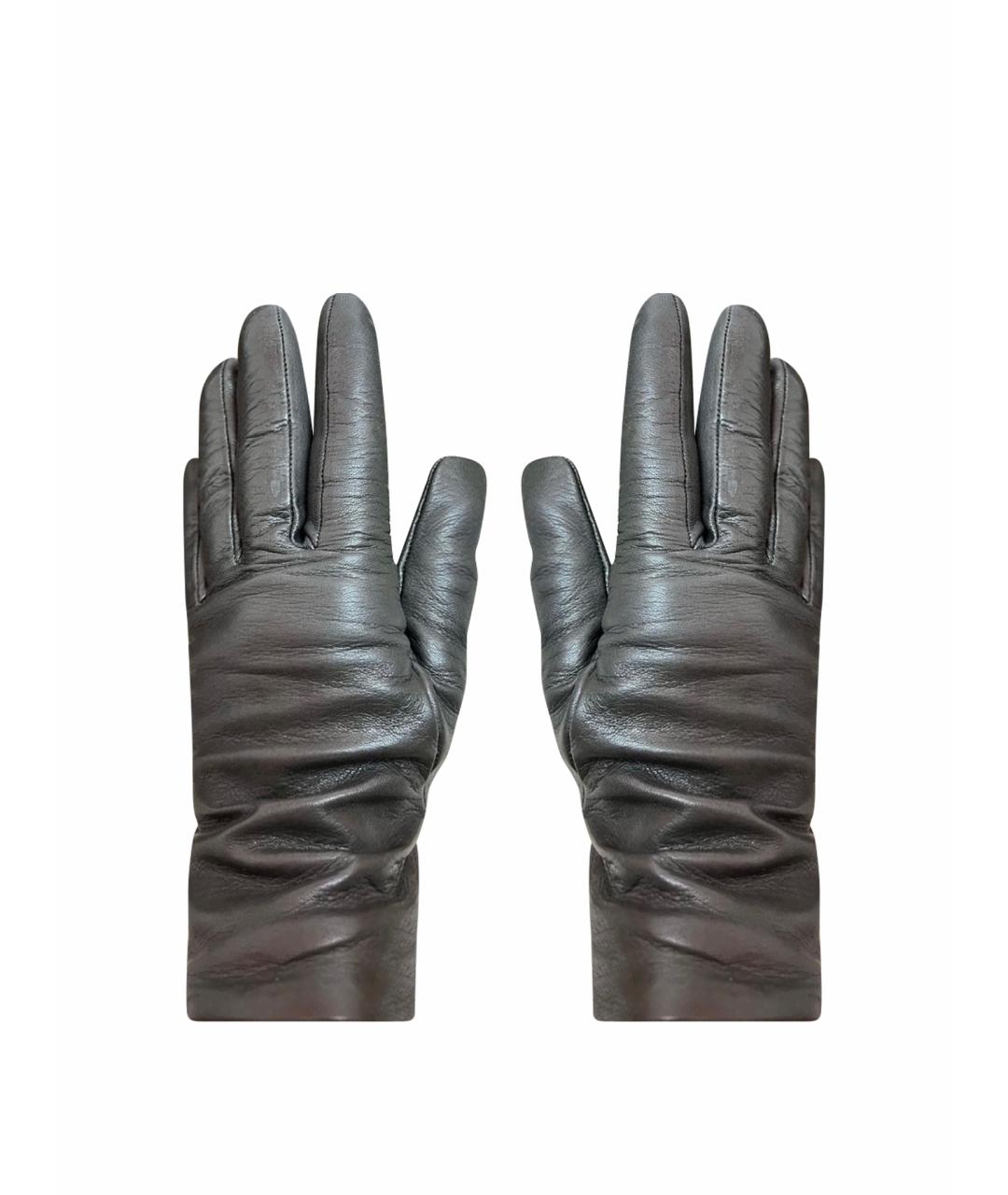 SERMONETA Серые кожаные перчатки, фото 1