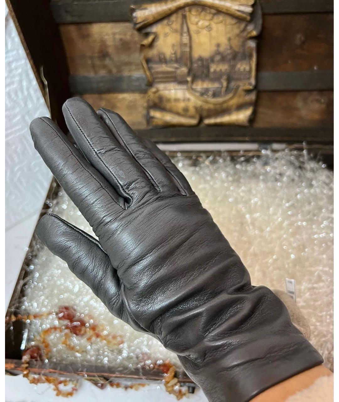 SERMONETA Серые кожаные перчатки, фото 5