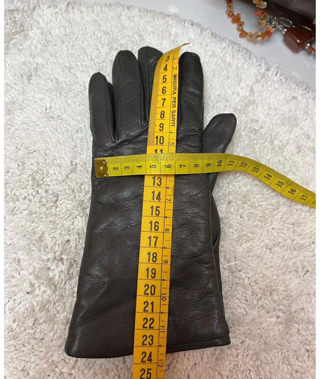SERMONETA Серые кожаные перчатки, фото 3