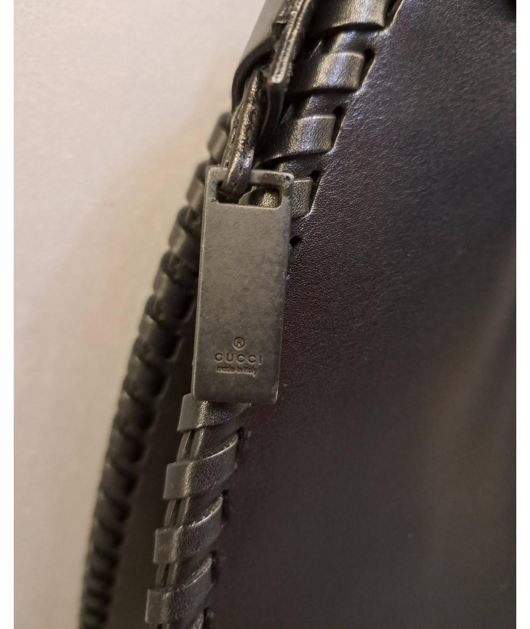 GUCCI Черная кожаная сумка с короткими ручками, фото 4