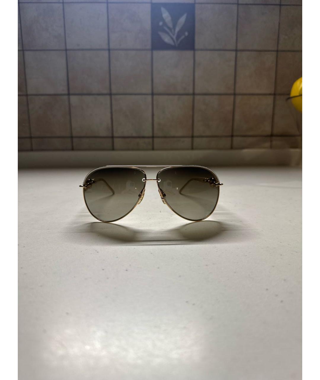 GUCCI Бежевые металлические солнцезащитные очки, фото 5