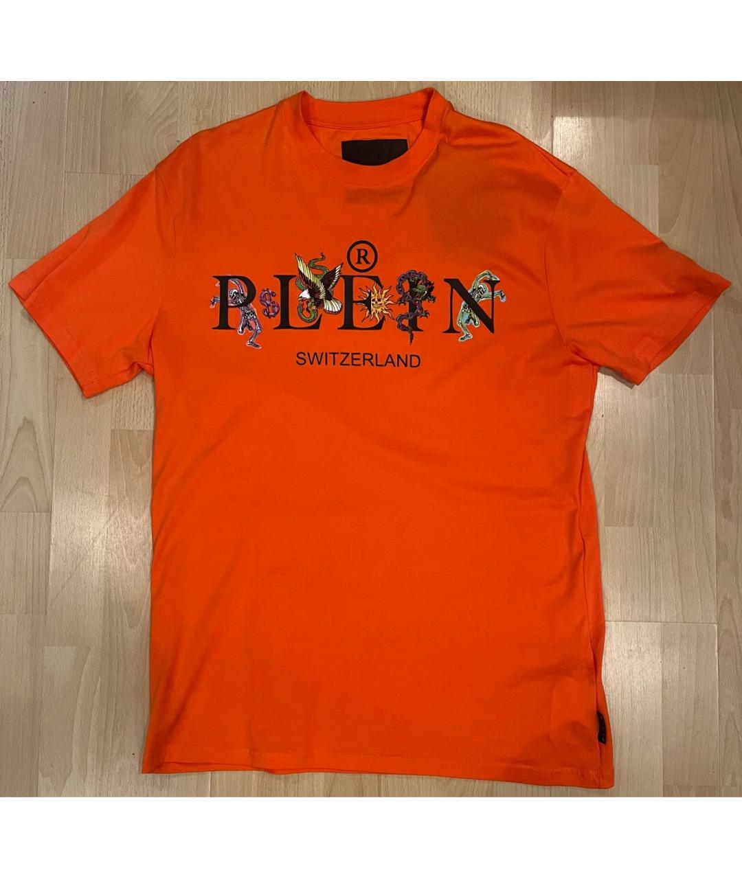 PHILIPP PLEIN Оранжевая хлопковая футболка, фото 9