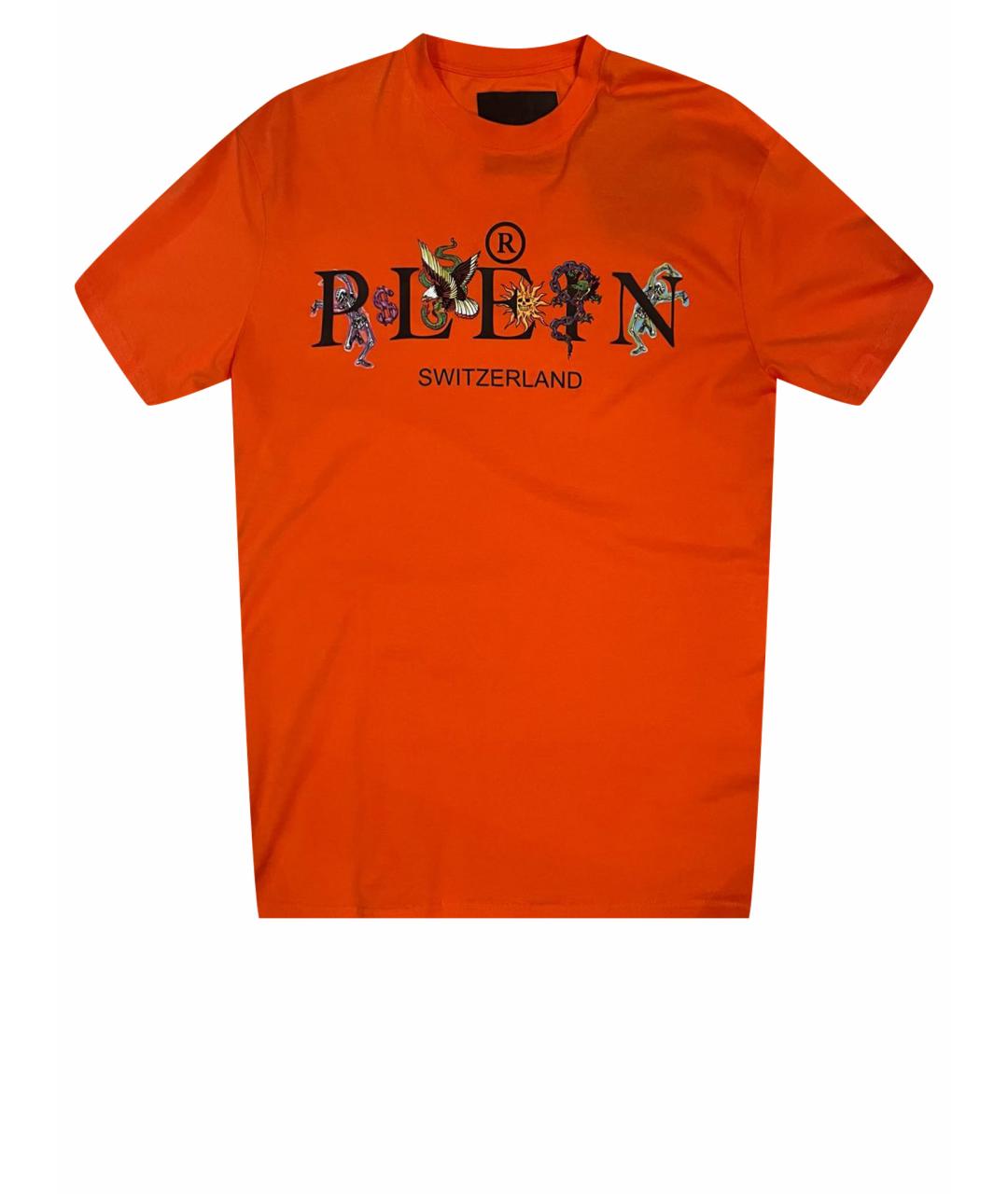 PHILIPP PLEIN Оранжевая хлопковая футболка, фото 1