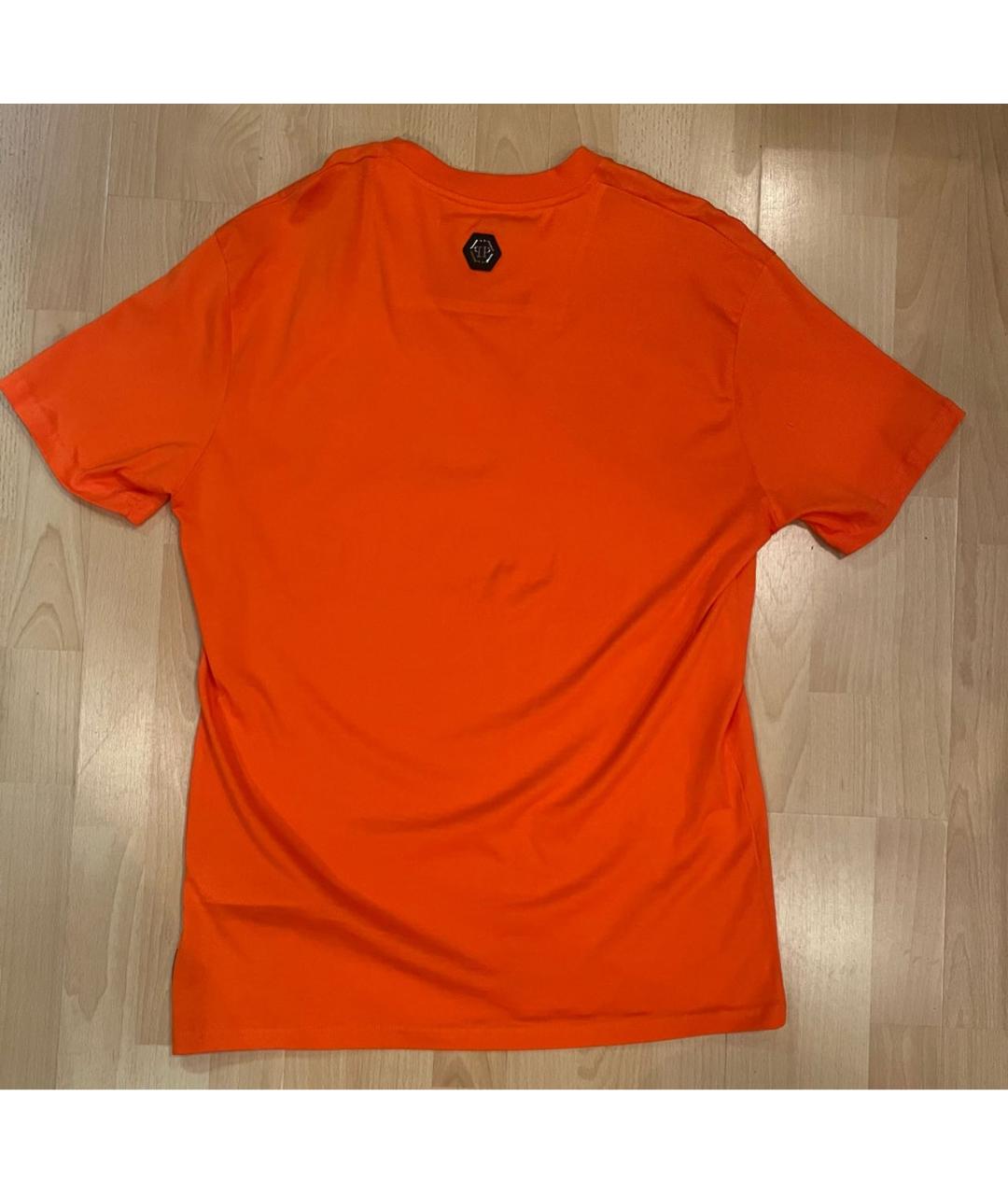 PHILIPP PLEIN Оранжевая хлопковая футболка, фото 2