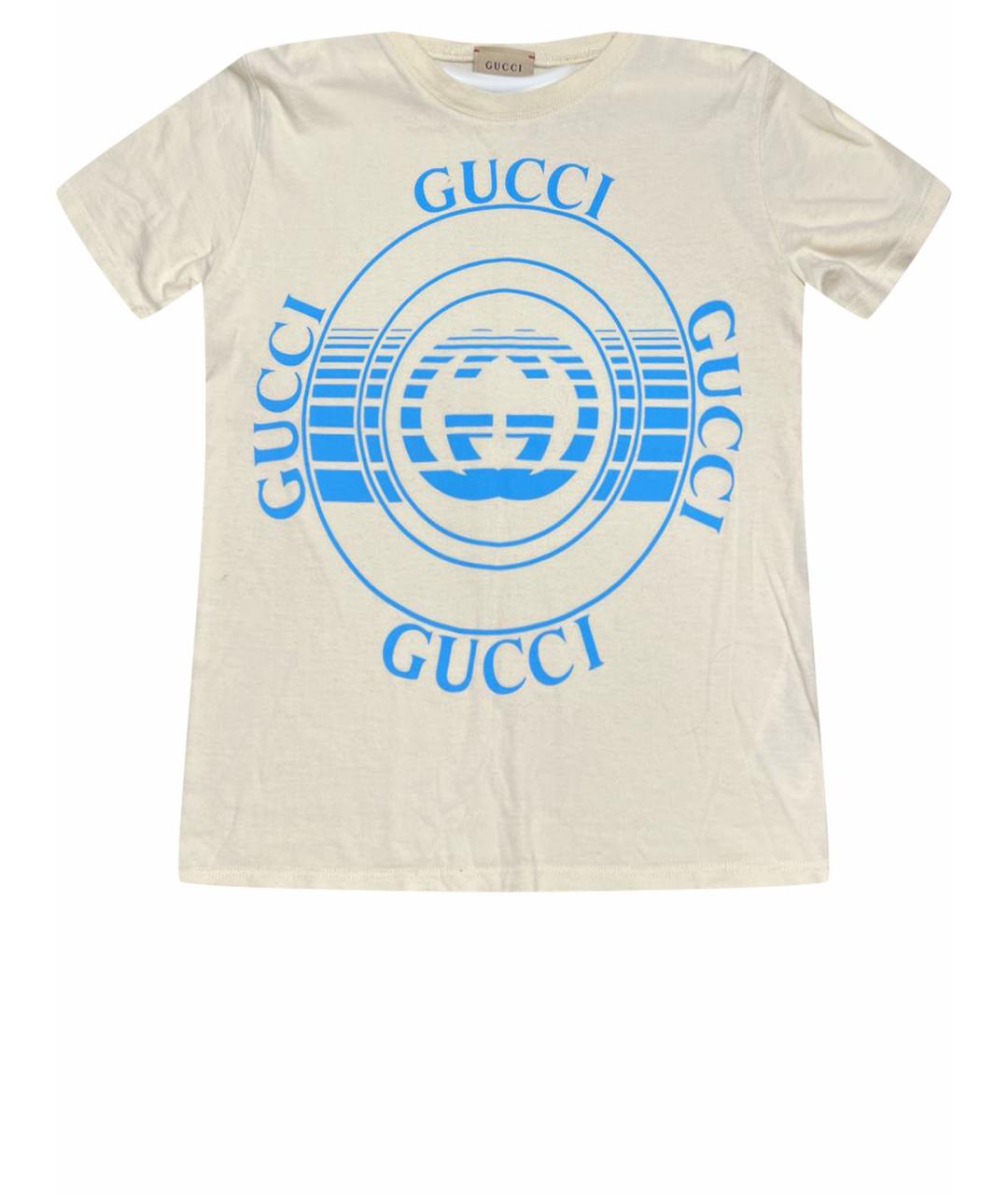 GUCCI Бежевая хлопковая детская футболка, фото 1
