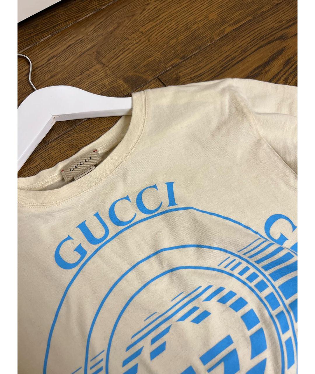 GUCCI Бежевая хлопковая детская футболка, фото 4