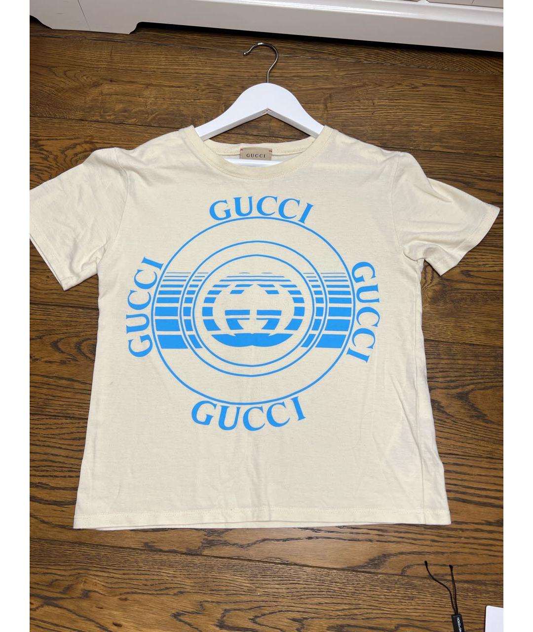 GUCCI Бежевая хлопковая детская футболка, фото 6