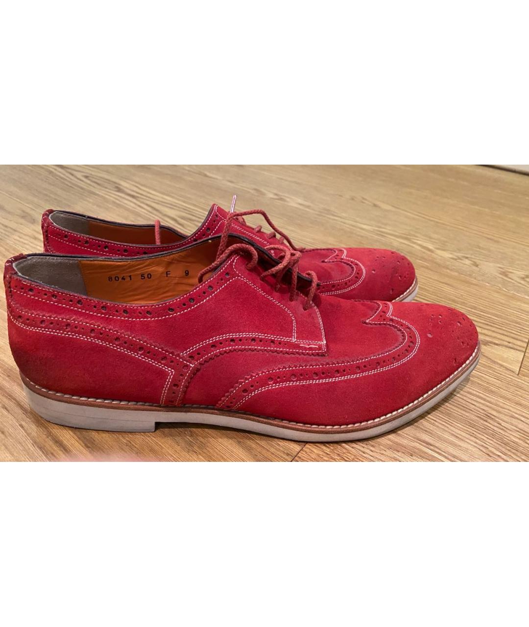 SANTONI Красные замшевые туфли, фото 4