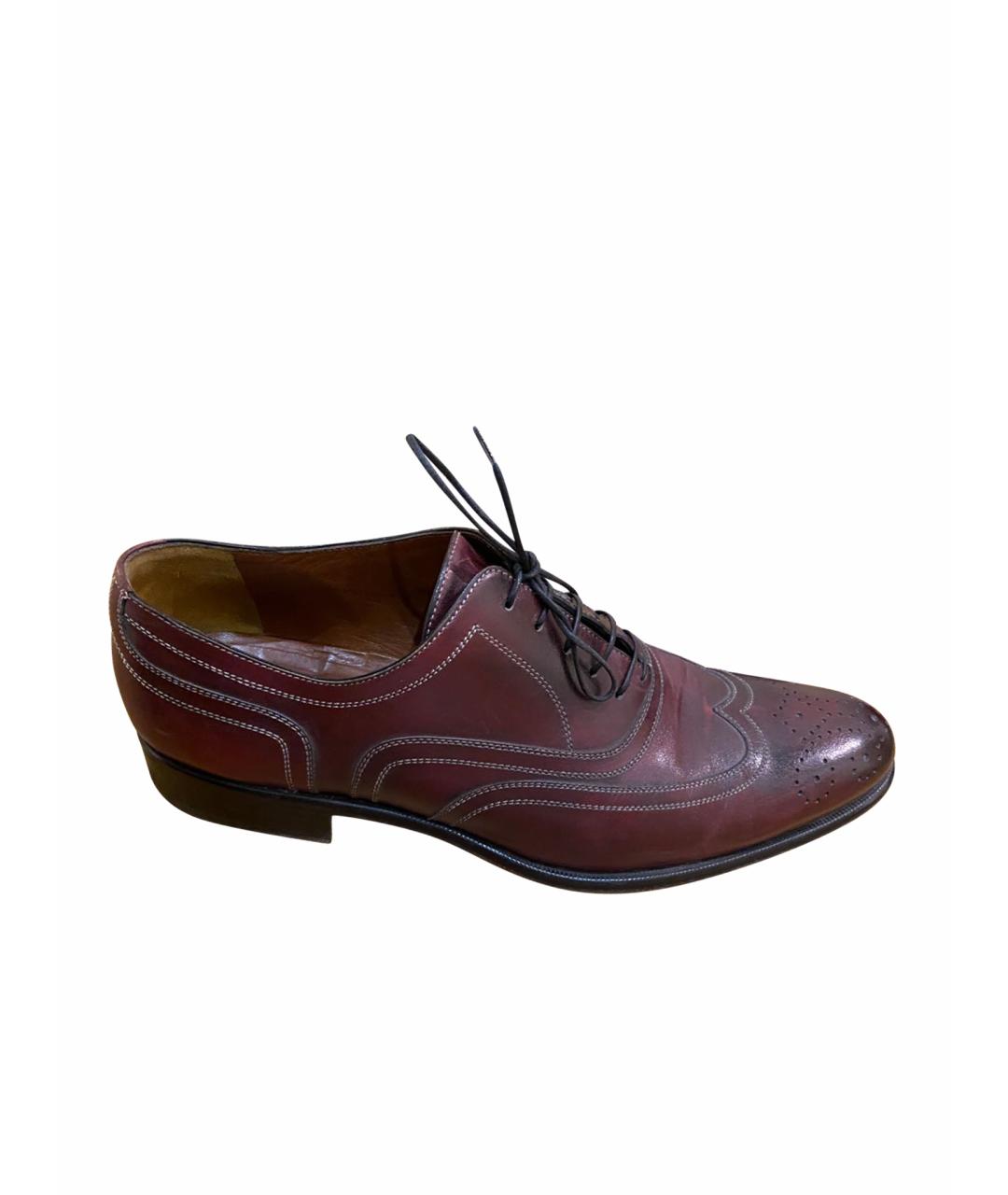 A.TESTONI Бордовые кожаные туфли, фото 1