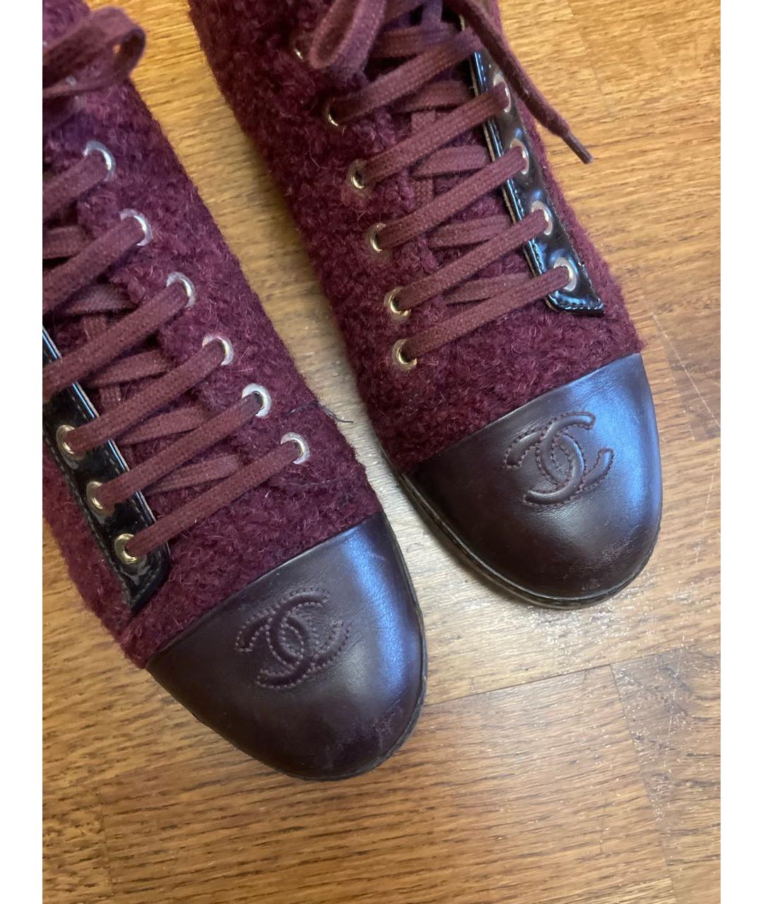 CHANEL PRE-OWNED Бордовые кожаные ботинки, фото 2