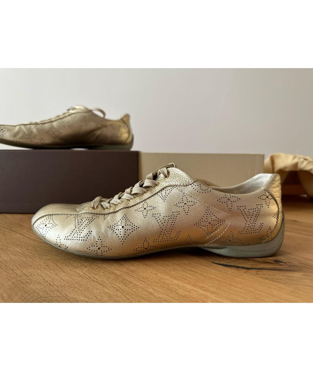 LOUIS VUITTON PRE-OWNED Золотые кожаные кроссовки, фото 6