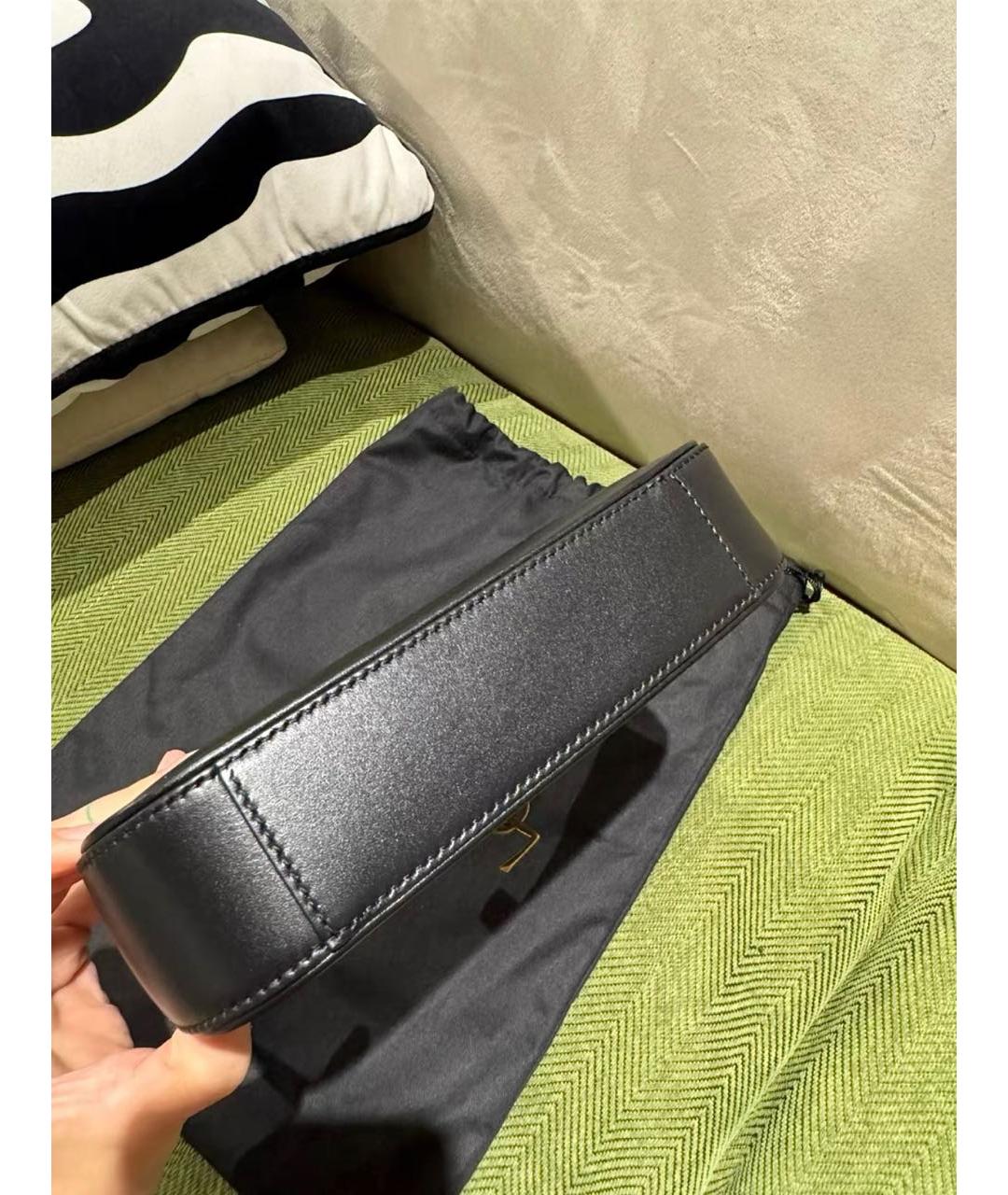 SAINT LAURENT Черная кожаная сумка с короткими ручками, фото 4