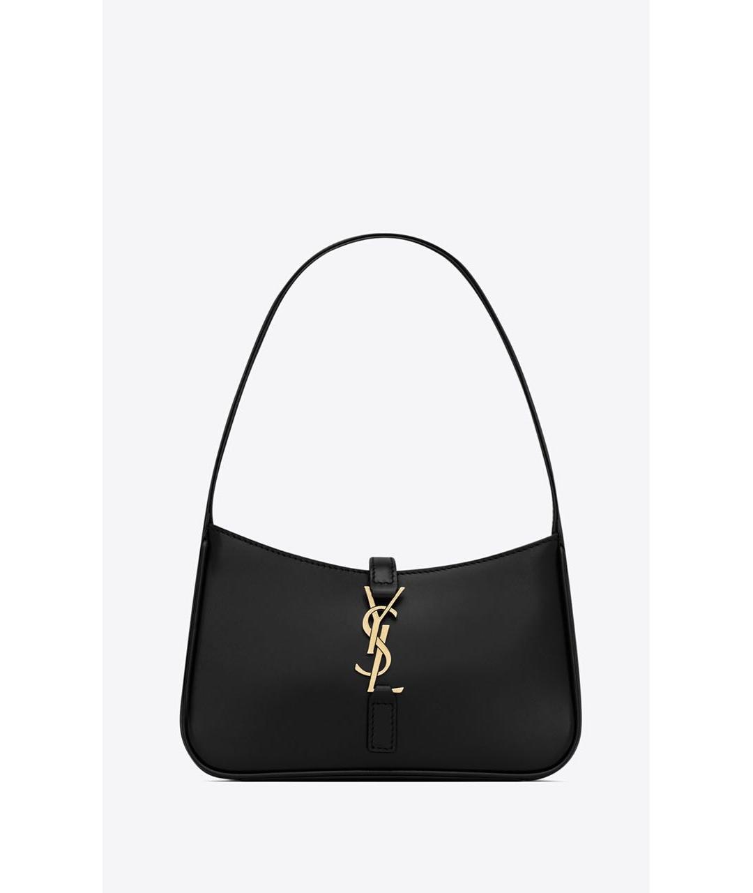 SAINT LAURENT Черная кожаная сумка с короткими ручками, фото 6
