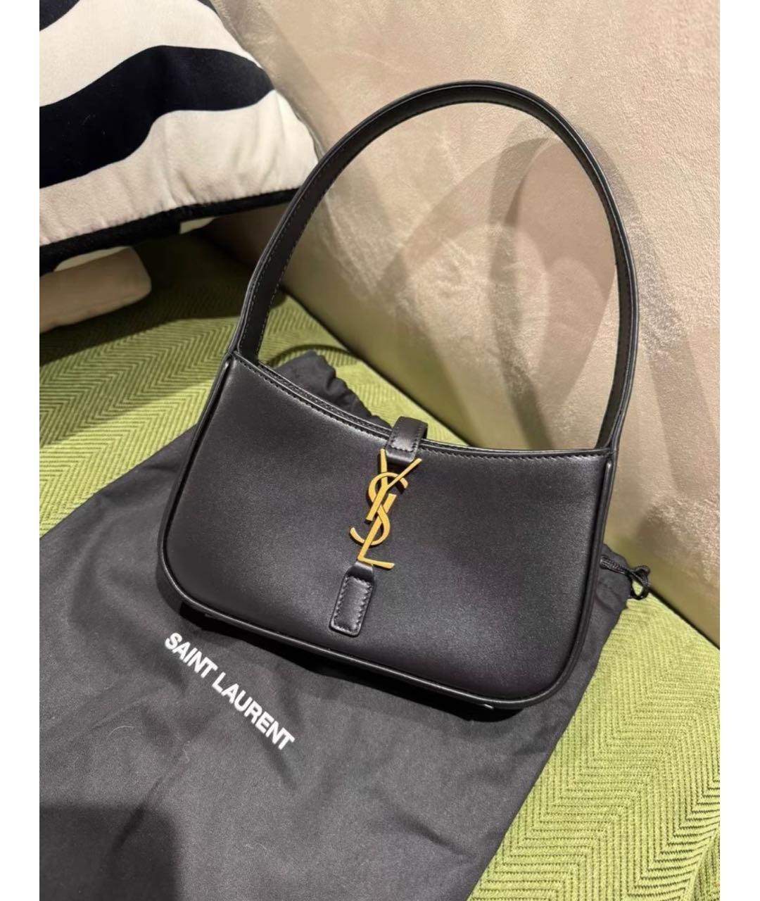 SAINT LAURENT Черная кожаная сумка с короткими ручками, фото 2