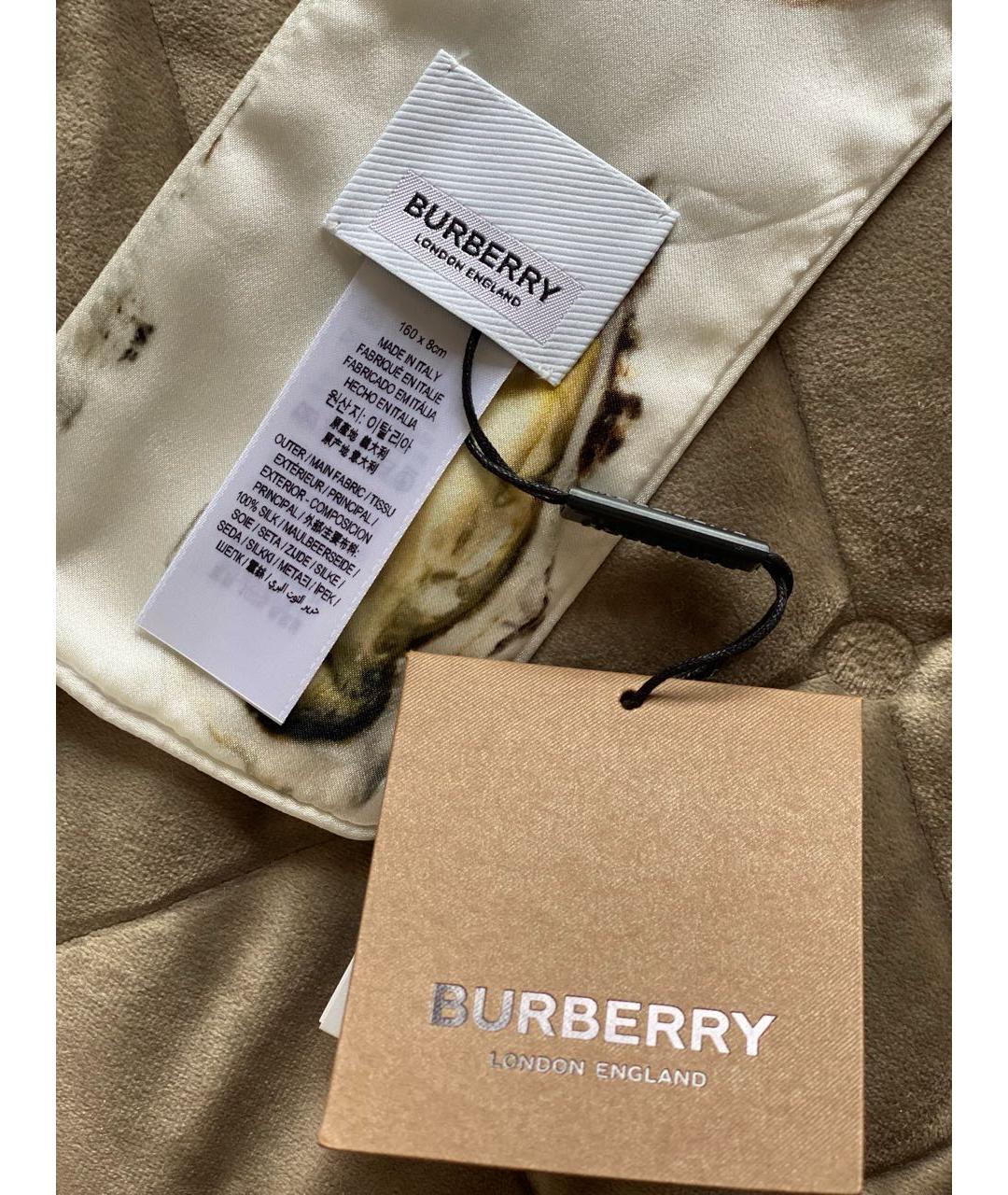 BURBERRY Белый шелковый шарф, фото 7