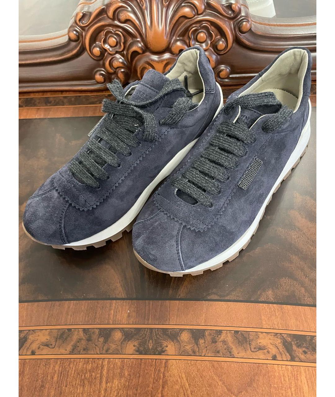 BRUNELLO CUCINELLI Темно-синие замшевые кроссовки, фото 5