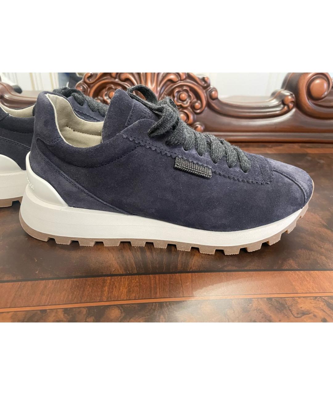 BRUNELLO CUCINELLI Темно-синие замшевые кроссовки, фото 3