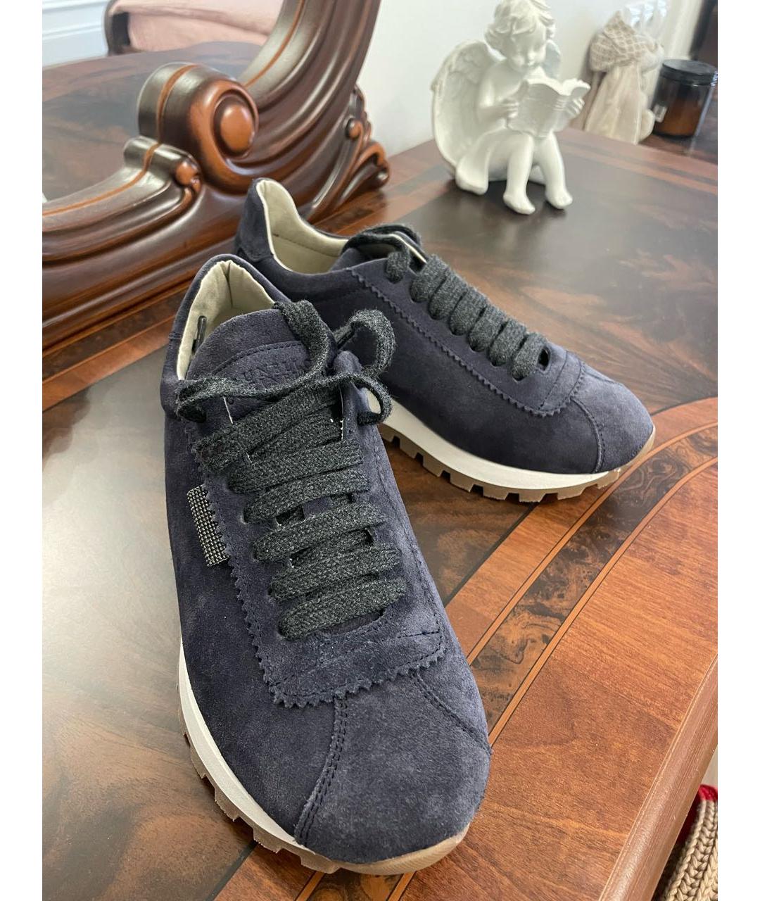 BRUNELLO CUCINELLI Темно-синие замшевые кроссовки, фото 4
