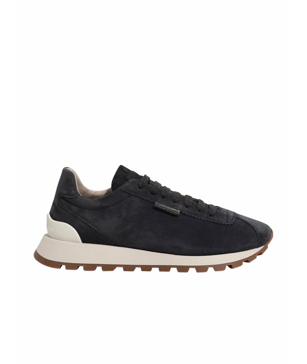 BRUNELLO CUCINELLI Темно-синие замшевые кроссовки, фото 1
