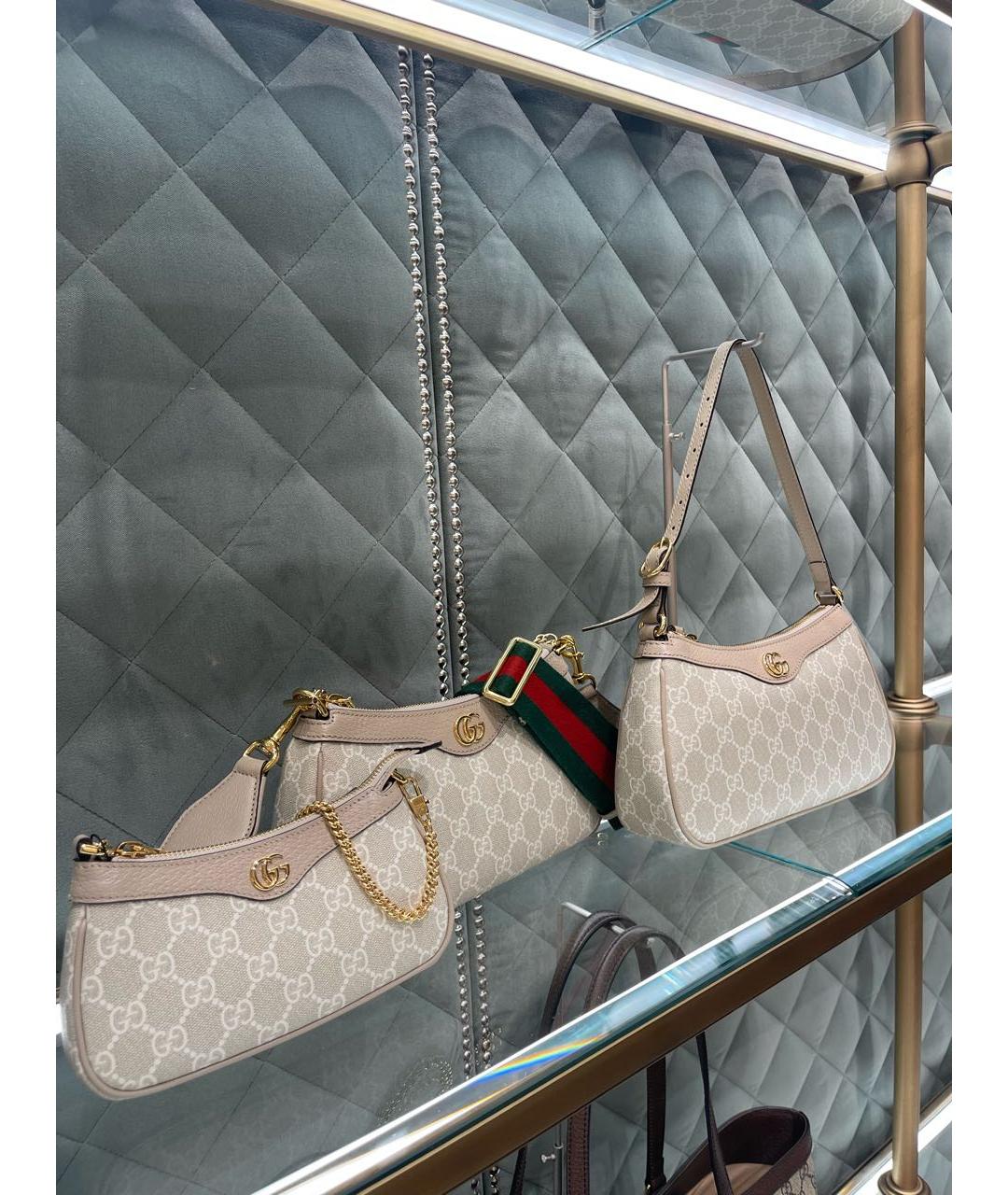 GUCCI Бежевая кожаная сумка с короткими ручками, фото 8