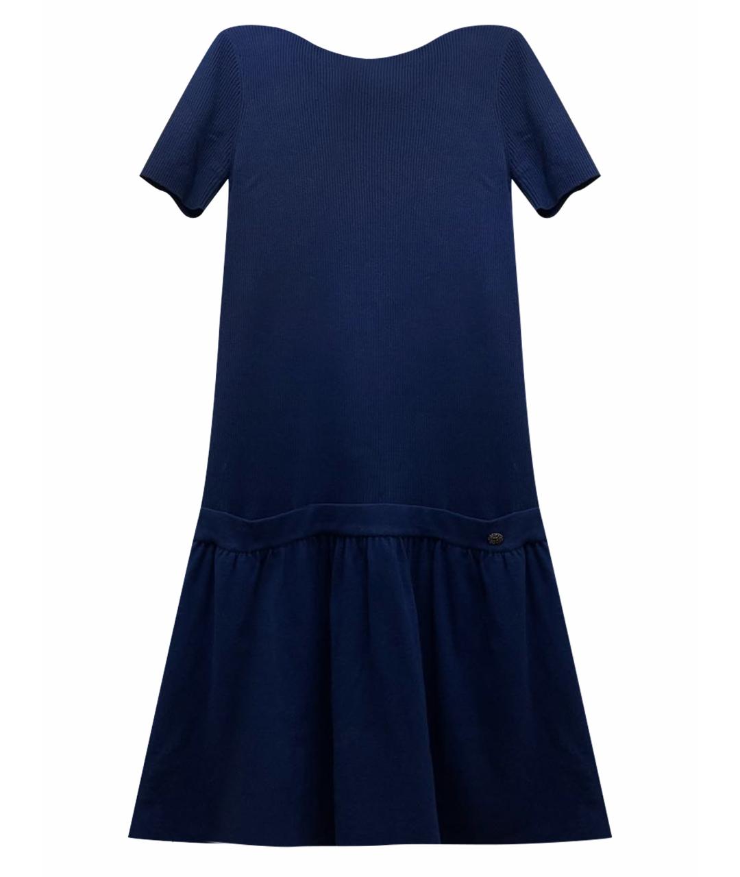 CHANEL PRE-OWNED Темно-синее кашемировое повседневное платье, фото 1