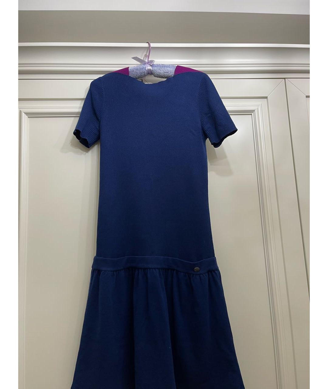 CHANEL PRE-OWNED Темно-синее кашемировое повседневное платье, фото 5