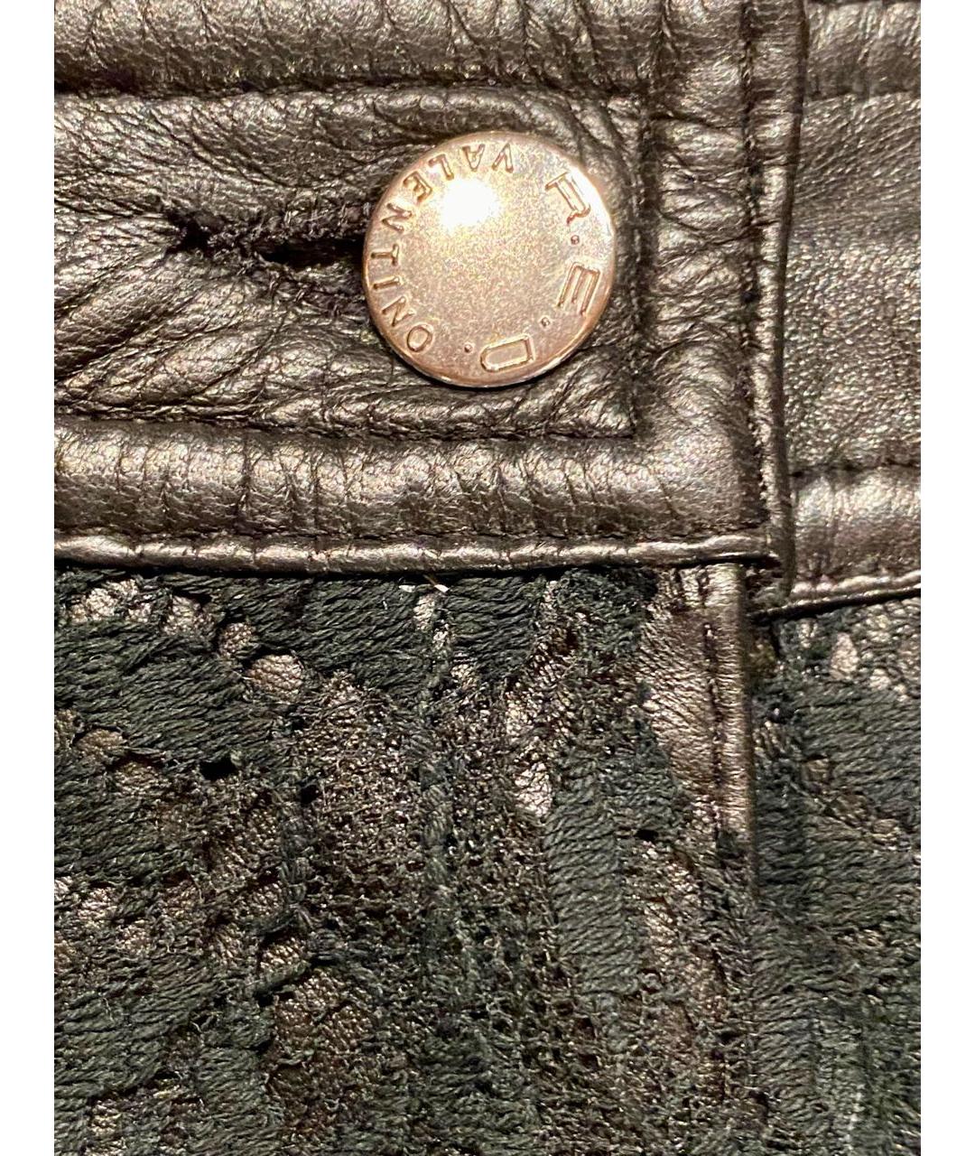RED VALENTINO Черная кожаная юбка мини, фото 6