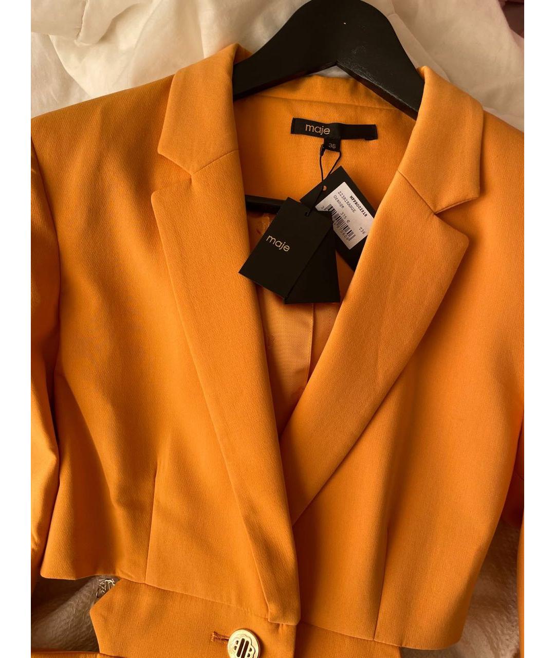 MAJE Оранжевое хлопко-эластановое платье, фото 4